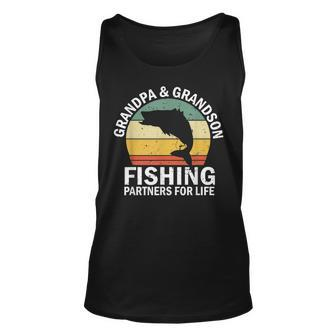Fisherman Grandpa And Grandson Fishing Partners For Life Unisex Tank Top | Mazezy