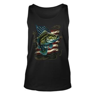 Fishing And An American Flag - Largemouth Bass Unisex Tank Top - Seseable