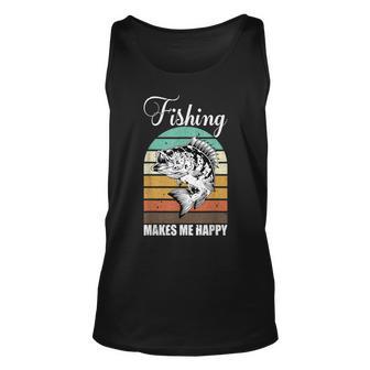 Fishing Makes Me Happy Retro Tank Top - Seseable