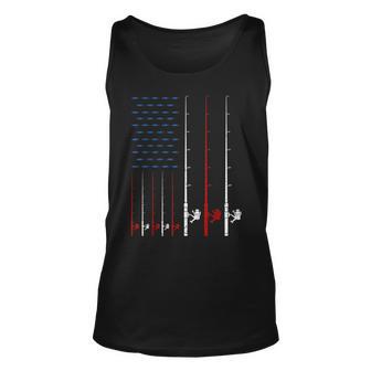 Fishing Rods American Flag Unisex Tank Top - Thegiftio UK