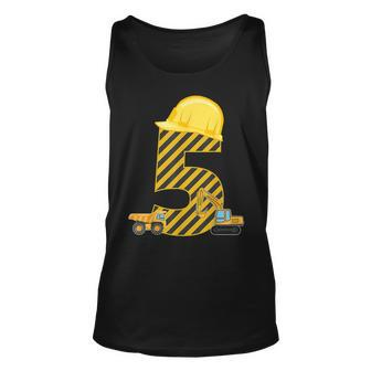 Five 5Yr 5Th Birthday Construction Outfit Boy 5 Years Old Unisex Tank Top - Monsterry