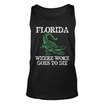 Florida Is Where Woke Goes To Die Crocodile Alligator Unisex Tank Top | Mazezy