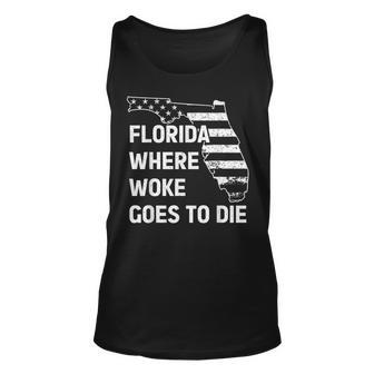 Florida Where Woke Goes To Die Funny Retro Unisex Tank Top | Mazezy