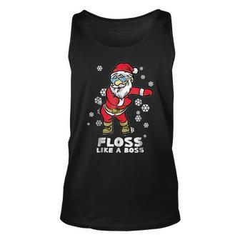 Floss Like A Boss | Funny Dancing Santa Dancing Funny Gifts Unisex Tank Top | Mazezy CA