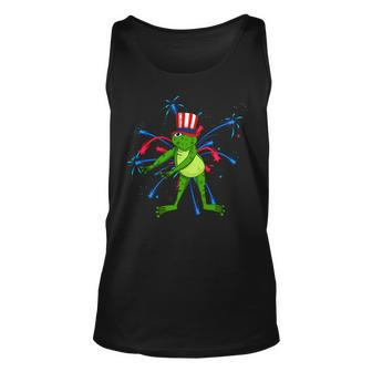 Flossing Frog With Usa Hat Firework 4Th Of July Gifts Unisex Tank Top - Monsterry DE