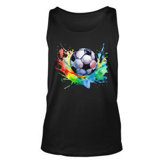 Football Watercolor Soccer Ball Artsy Splash Player Team Tank Top - Seseable