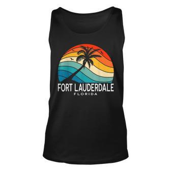 Fort Lauderdale Beach Florida Beach Palm Tree Souvenir Unisex Tank Top | Mazezy