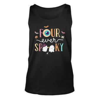 Four Ever Spooky Eye Ball Ghost Halloween 4Th Birthday Party Tank Top - Seseable