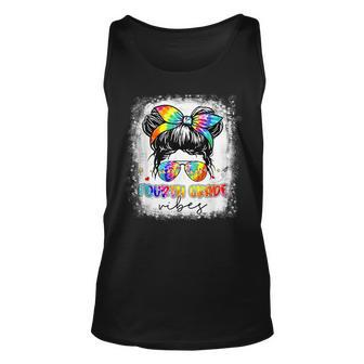 Fourth Grade Vibes Messy Hair Bun Girl Back To School First Unisex Tank Top - Monsterry