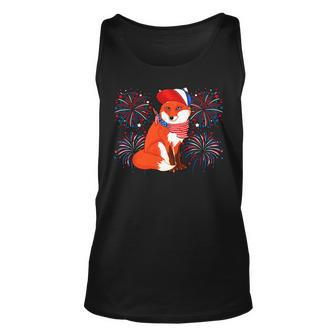 Fox 4Th Of July American Flag Fireworks Costume Animal Unisex Tank Top - Monsterry