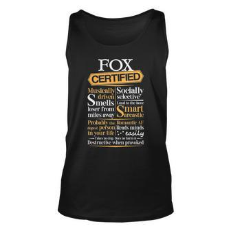 Fox Name Gift Certified Fox Unisex Tank Top - Seseable