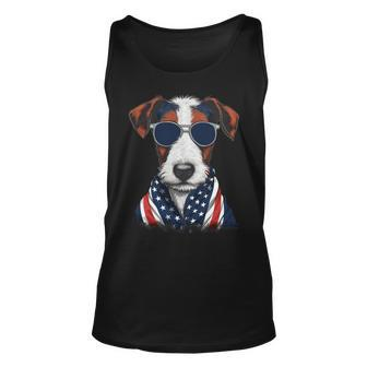Fox Terrier Wire Coat American Flag Usa Tee 4Th July Gifts Unisex Tank Top - Monsterry