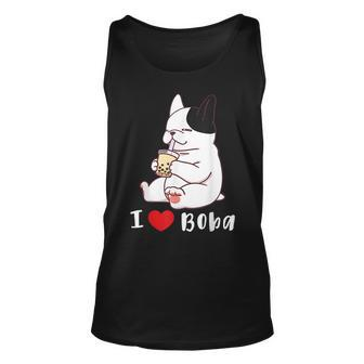French Bulldog I Love Boba Bubble Milk Tea Dog Cute Unisex Tank Top | Mazezy