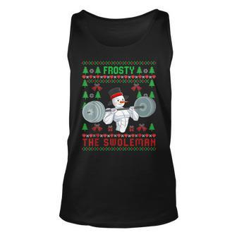 Frosty The Swoleman Ugly Christmas Sweater Snowman Gym Tank Top | Mazezy
