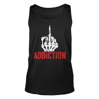 Fuck Addiction Funny Middle Finger Alcohol Drug Unisex Tank Top | Mazezy