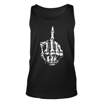 Fuck Off Halloween Skeleton Hand Middle Finger Adults Tank Top | Mazezy