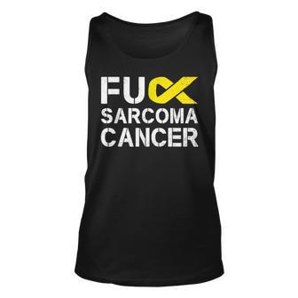 Fuck Sarcoma Cancer Awareness Yellow Ribbon Warrior Fighter Tank Top | Mazezy