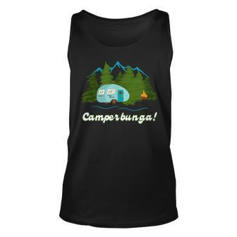 Fun Camping Camperbunga Mountain Forest Hiking Graphic Unisex Tank Top - Seseable