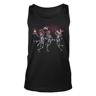 Funny 4Th Of July Dancing Skeleton Memorial Day Patriotic Unisex Tank Top | Mazezy