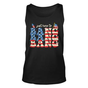 Funny 4Th Of July Fireworks Just Here To Bang American Flag 2 Unisex Tank Top - Monsterry UK