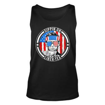 Funny 4Th Of July Sippin On Libertea Liberty Usa Flag Unisex Tank Top | Mazezy