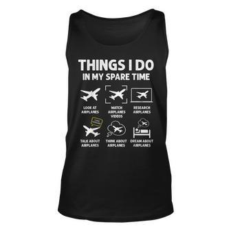 Funny Airplane Things I Do In My Spare Time Pilots Unisex Tank Top | Mazezy CA