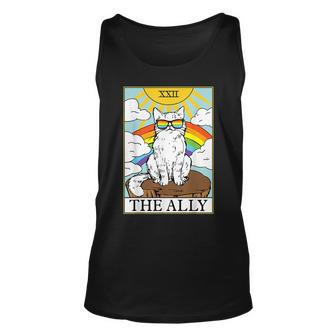 Funny Ally Cat Gay Pride Pride Sunglasses Cat Tarot Card Unisex Tank Top | Mazezy