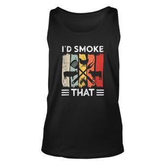 Funny Bbq Id Smoke That Meat Grill Funny Dad Bbq Unisex Tank Top - Monsterry