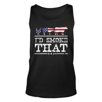 Funny Bbq Id Smoke That Meat Pitmaster Grill Gift Unisex Tank Top | Mazezy