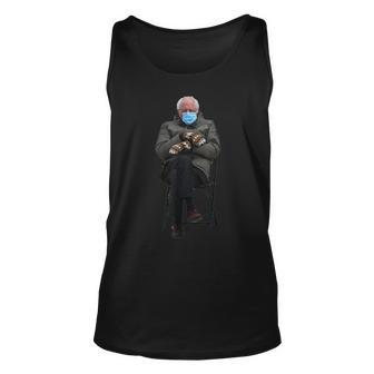 Funny Bernie Sanders Sitting In Chair Is Hilarious Unisex Tank Top | Mazezy