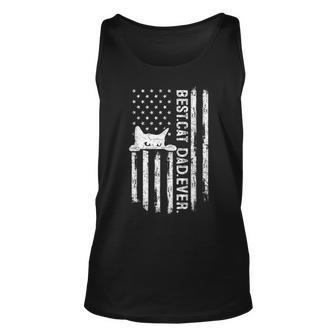 Funny Best Cat Dad Ever Us American Flag Fathers Day 2023 Unisex Tank Top - Thegiftio UK