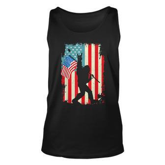 Funny Bigfoot Rock And Roll Usa Flag Fourth 4Th Of July Unisex Tank Top - Monsterry CA
