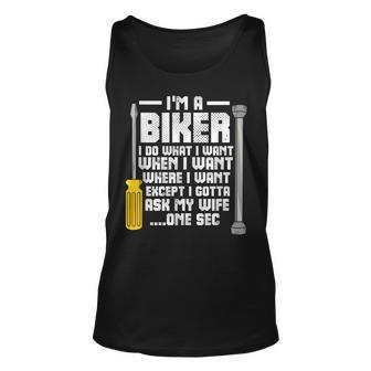 Funny Biker For A Motorcycle Lover Gift For Mens Unisex Tank Top | Mazezy