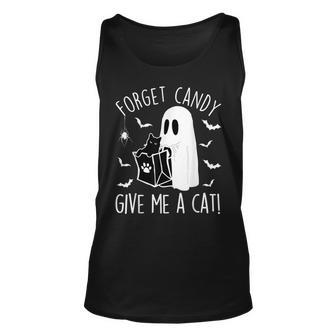 Black Cat Forget Candy Give Me A Cat Lovers Halloween Tank Top - Monsterry