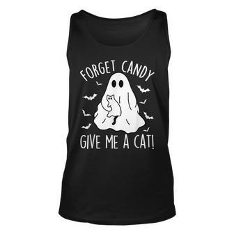 Boo Ghost Black Cat Forget Candy Give Me Cat Halloween Tank Top - Monsterry DE