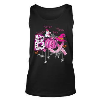 Boo Pumpkin Witch Pink Ribbon Breast Cancer Halloween Tank Top - Monsterry