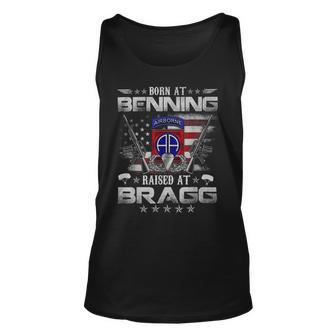 Funny Born At Ft Benning Raised Fort Bragg Airborne Veterans Day For Airborne Paratrooper Division Unisex Tank Top - Monsterry