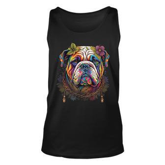 Funny Bulldog Dog Hippie Unisex Tank Top - Monsterry UK