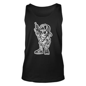 Funny Cartoon Character Badass With A Gun Gangster Chicano Unisex Tank Top | Mazezy