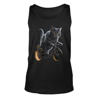 Cat Drives Bicycle Cat Lover Graphic Cats Kitten Lover Tank Top - Seseable