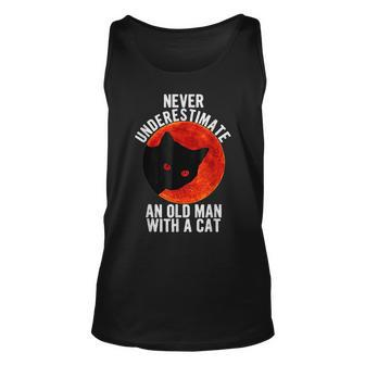 Funny Cat Lover Never Underestimate An Old Man With A Cat Unisex Tank Top - Seseable