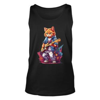 Cat Playing Guitar Cat Lover Graphic Cats Kitten Lover Tank Top - Seseable