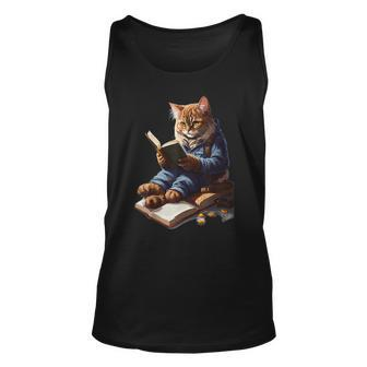 Cats Reading A Book Graphic Cat Kitten Lovers Tank Top | Mazezy