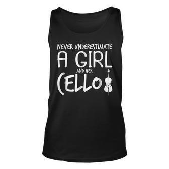 Funny Cello Gift Never Underestimate A Girl Unisex Tank Top | Mazezy