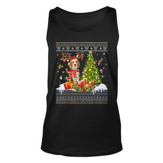 Christmas Lights Beagle Dog Xmas Ugly Sweater Tank Top | Mazezy AU