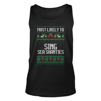 Christmas Ugly Sweater Family Dinner Sea Shanties Tank Top | Mazezy