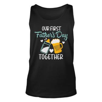 Funny Dad And Son Our First Fathers Day Together 2023 Baby Unisex Tank Top - Seseable