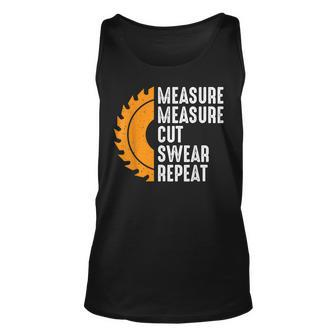 Funny Dad Measure Cut Swear Handyman Father Gift For Mens Unisex Tank Top | Mazezy