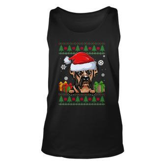 Dog Lovers Boxer Santa Hat Ugly Christmas Sweater Tank Top - Monsterry UK