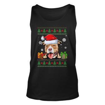 Dog Lovers Pitbull Santa Hat Ugly Christmas Sweater Tank Top - Monsterry AU